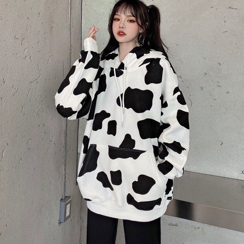 Áo Hoodie Có Nón Tay Dài Họa Tiết Dễ Thương Đáng Yêu Xinh Xắn Cho Nữ