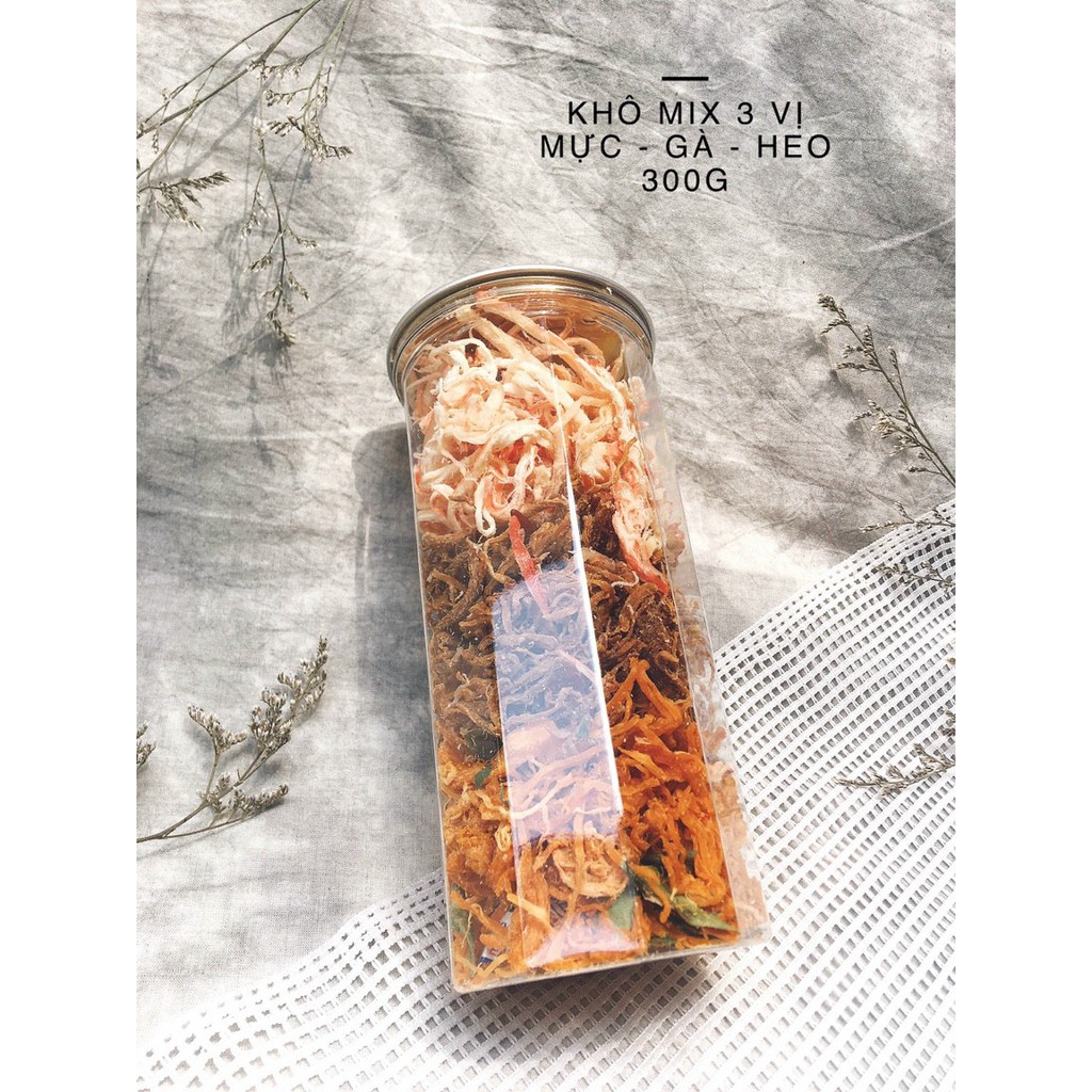 Khô Mix 3 vị Khô Gà, Khô Mực, Khô Heo Hàng Loại 1 Hũ 300g - Đồ Ăn Vặt Nhà Làm Thế Giới Ăn Vặt | BigBuy360 - bigbuy360.vn