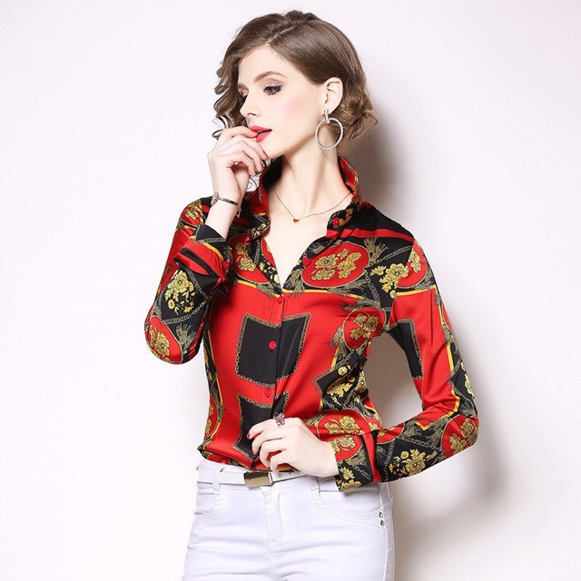 Áo sơ mi nữ size M, L chỉ còn đỏ hàng hãng chất đẹp SALE TH684