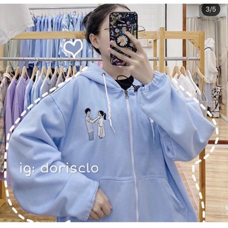 🙈Áo Khoác Nỉ Dây Kéo Đôi Bạn Form Unisex Dưới 75kg