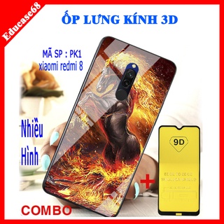 COMBO ỐP LƯNG XIAOMI REDMI 8 (ốp lưng kính 3D sang trọng + tặng kèm cường lực full màn hình) Educase68