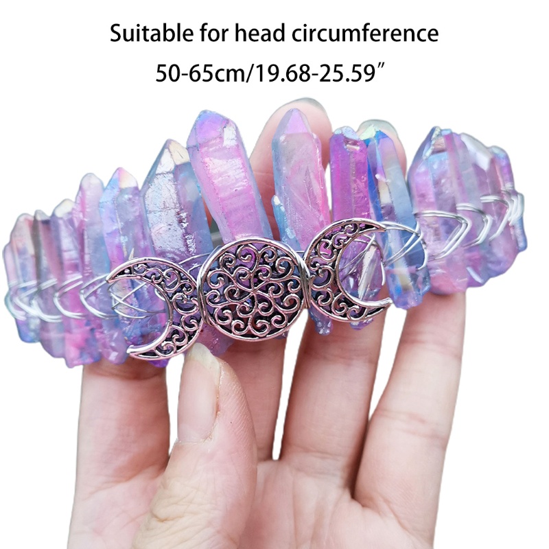 Băng Đô Cài Tóc Hình Vương Miện Đính Đá Pha Lê Nhiều Màu Phong Cách Boho Cổ Điển