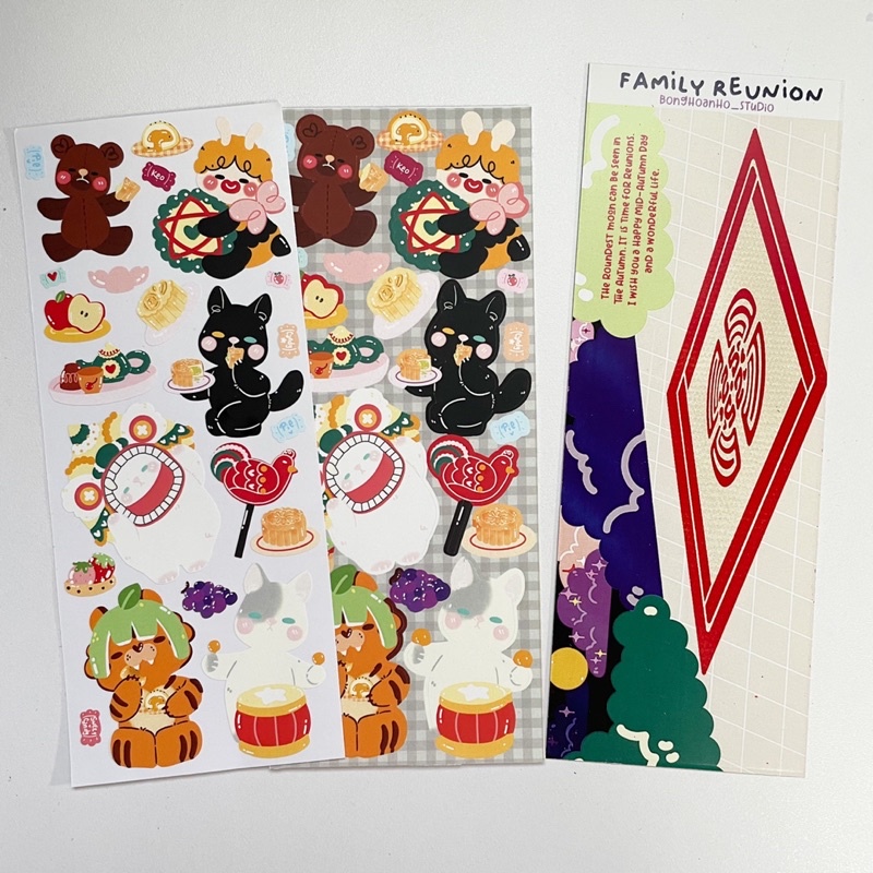 Bonghoanho_studio | Sticker trung thu | Nhãn dán chủ đề phá cỗ đêm rằm