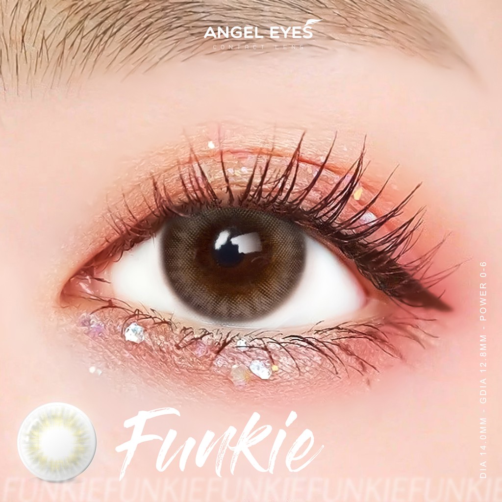 Kính áp tròng xám tây tự nhiên Funkie thương hiệu Angel Eyes đường kính nhỏ có độ từ 0 đến 6