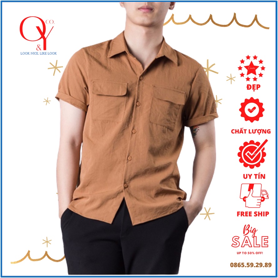 Áo sơ mi nam ngắn tay cổ bẻ đũi WELLIKE, phom khỏe khoắn, chất đũi cực mát áo thun, dễ phối đồ, giá rẻ