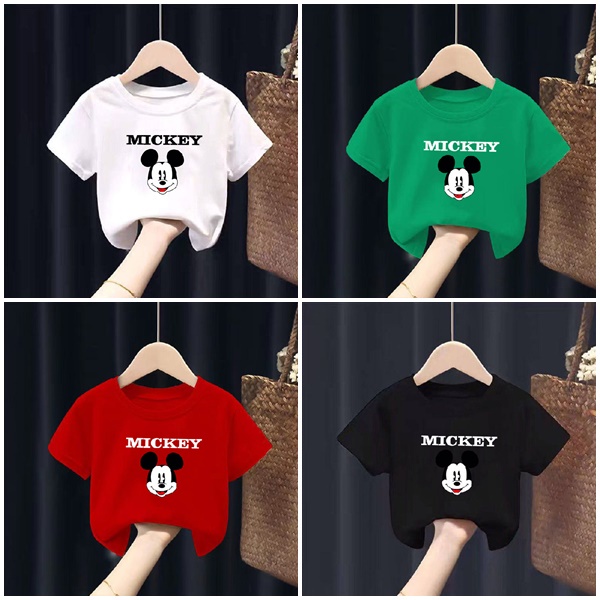 ÁO Thun Cộc Tay Cotton Cho Bé Hình Micky Chữ