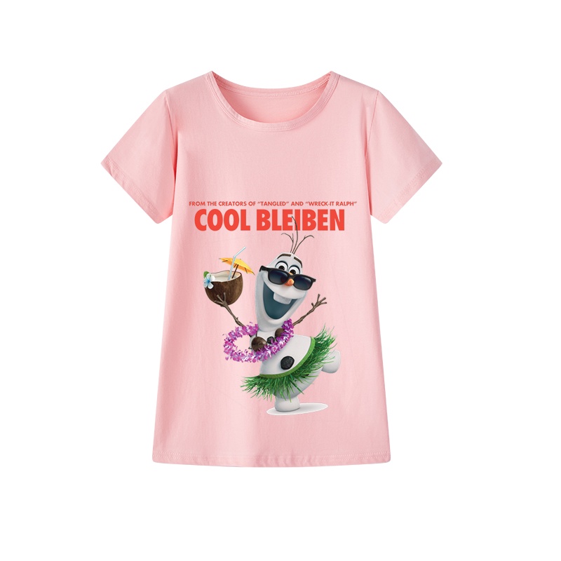 Đầm Thun Cotton In Hoạ Tiết Hoạt Hình Frozen Dành Cho Bé Gái