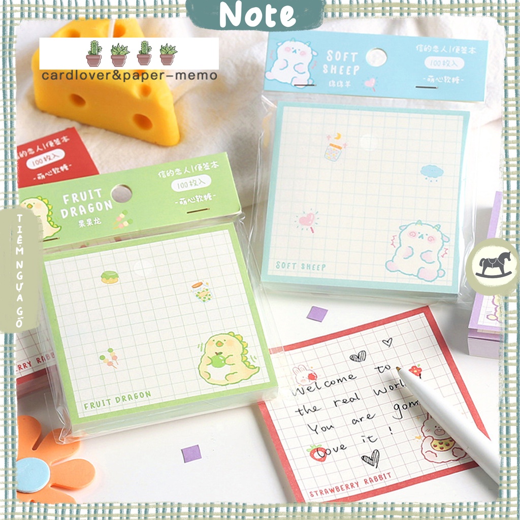 Tập 100 Note Sweet Pets Giấy Note Ghi Chú Cute Dễ Thương Trang Trí Bullet Journal - Tiệm Ngựa Gỗ