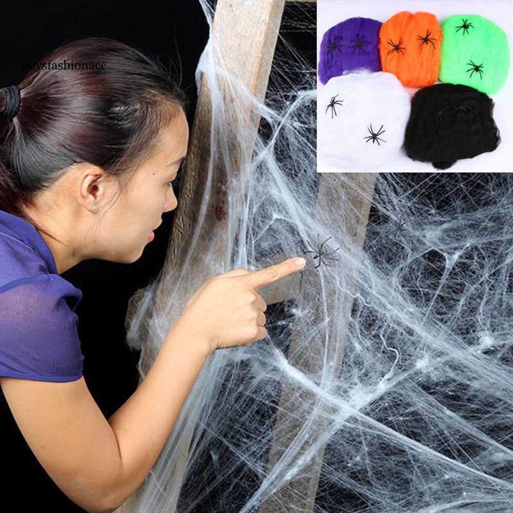 Phụ kiện mạng nhện nhân tạo trang trí halloween tùy chọn màu sắc