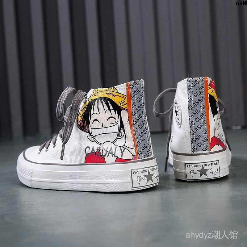 Giày Vải Canvas Họa Tiết Hoạt Hình One Piece Graffiti Kiểu Hàn Quốc Thời Trang Mùa Thu Cho Các Cặp Đôi 1970s