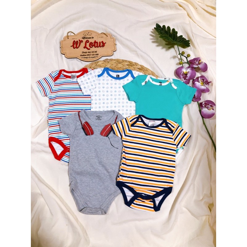 Set 5 body cọc tay / body chip cho bé trai bé gái sơ sinh 0- 9 ký