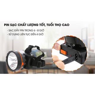 Đèn pin đội đầu điện quang pin sạc, 1w model đq pfl13 r blo