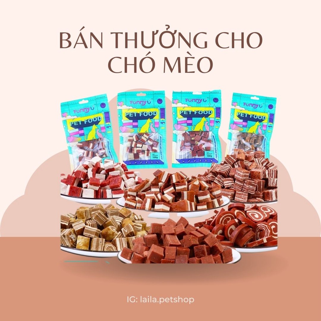 Snack thưởng cho chó vị bò dạng viên túi 100gr - LAILA PETSHOP