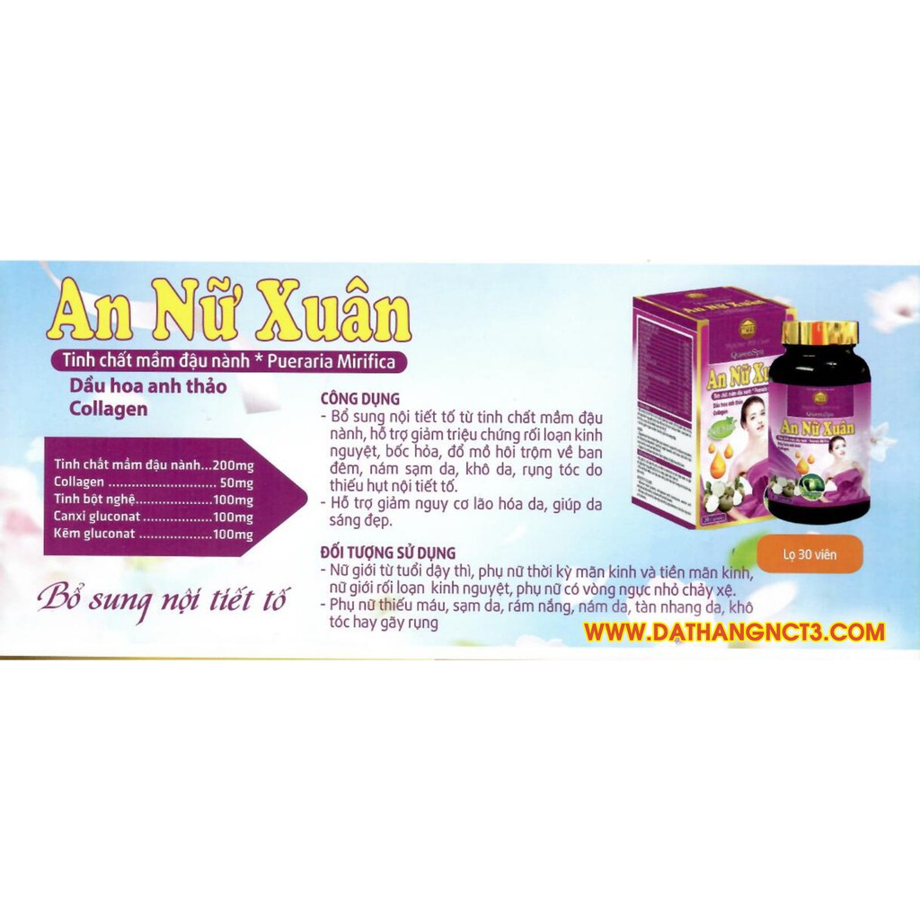 VIÊN UỐNG NỞ NGỰC AN NỮ XUÂN ( Hàng chính hãng công ty NCT3 ) | Thế Giới Skin Care