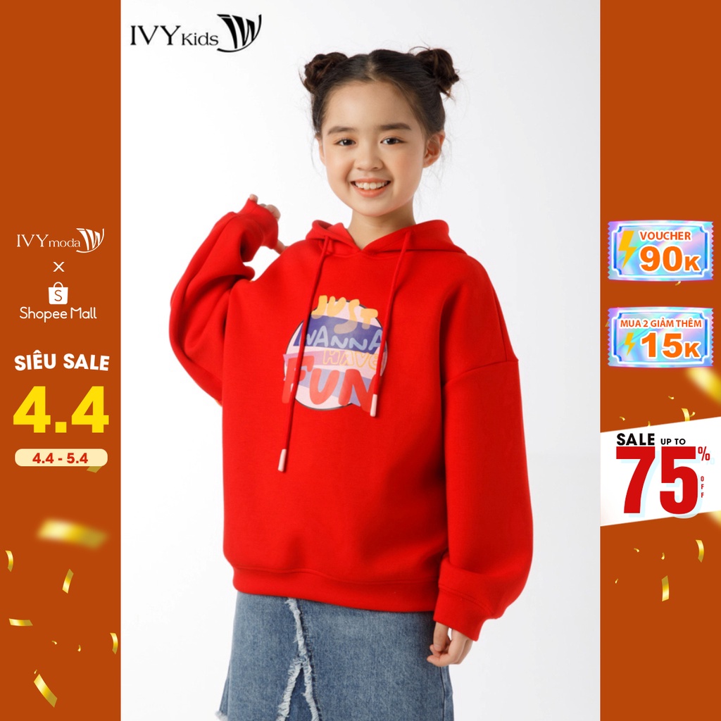 [NHẬP WABRTL5 GIẢM 10% TỐI ĐA 50K ĐH 250K ]Áo hoodie bé gái Just Wanna Have Fun IVY moda MS 59G1471