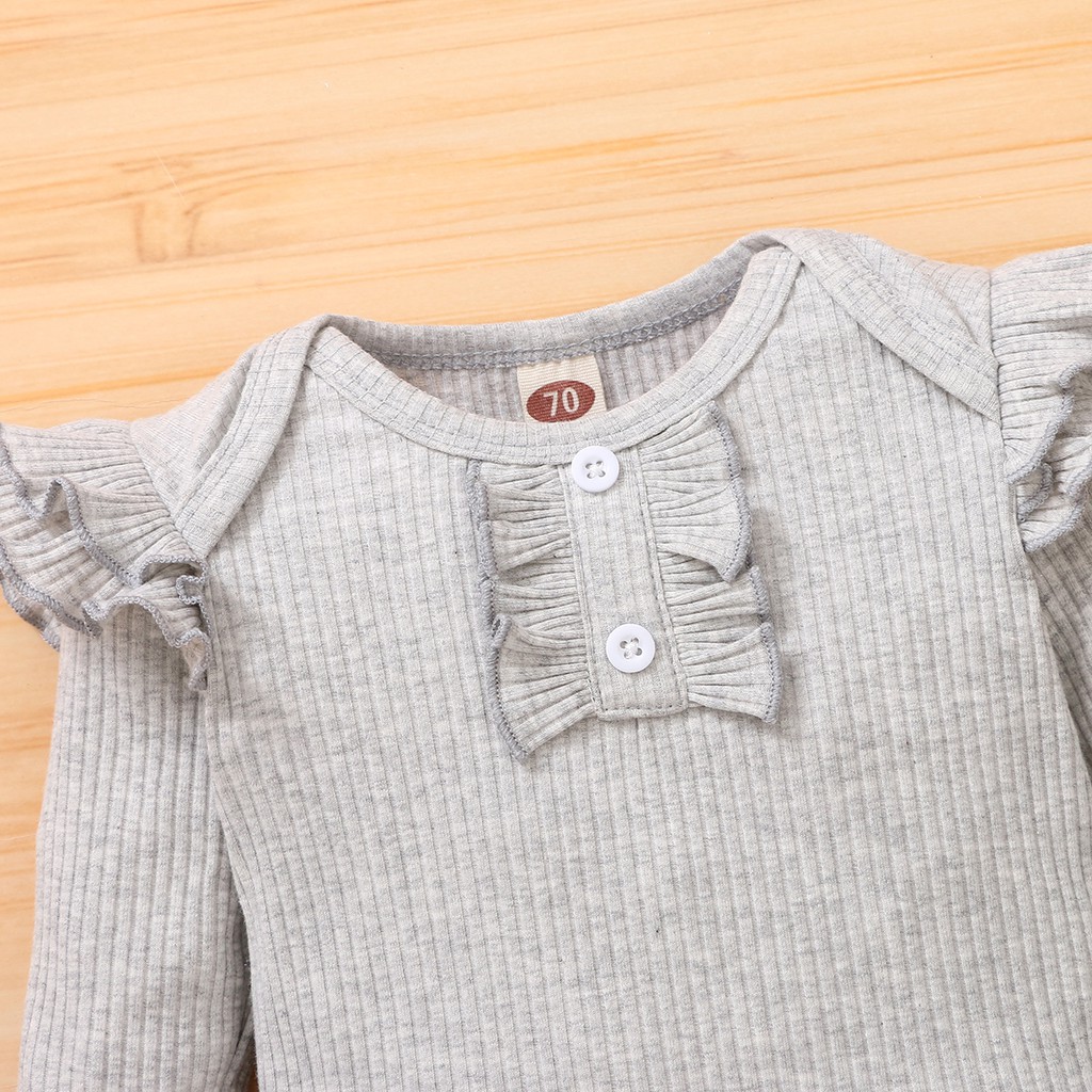 Set 3 món Mikrdoo áo liền quần tay dài + quần dài họa tiết rằn ri + băng đô vải cotton thời trang thù thu cho bé gái