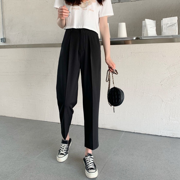 Quần tây nữ lưng cao đi học CHAT baggy công sở vải tuyết mưa Q04