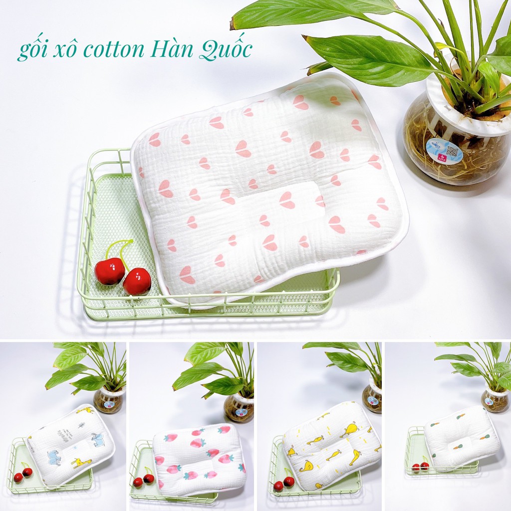 Gối Xô Cotton Organic Cho Bé🍄𝑭𝒓𝒆𝒆𝒔𝒉𝒊𝒑🍄Gối Xô Trẻ Em Thấm Hút Mồ Hôi Cực Tốt - Mầm Chồi Lá