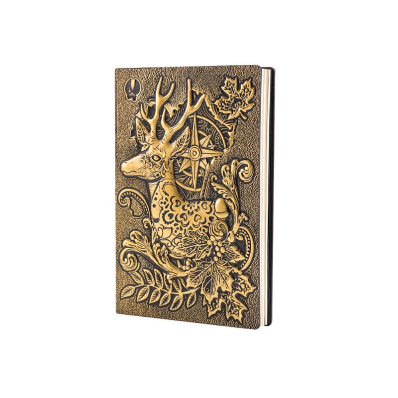 Sổ Tay Khổ A5 Bìa Da Dập Nổi Họa Tiết Hươu Sáng Tạo