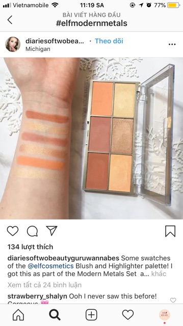 (HOT SALE) (LUÔN HỎI KHO TRƯỚC KHI ĐẶT) BẢNG HIGHLIGHT + PHẤN MÁ ELF MODERN METALS BLUSH AND HIGHLIGHTER | BigBuy360 - bigbuy360.vn