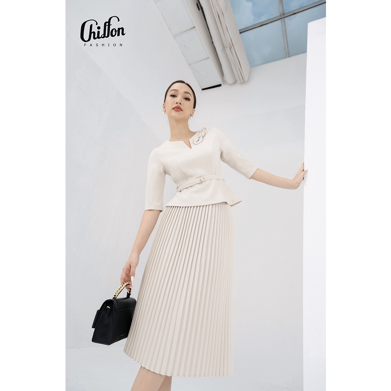 Chân váy dập ly xếp ly cao cấp dáng dài thiết kế by Chiffon