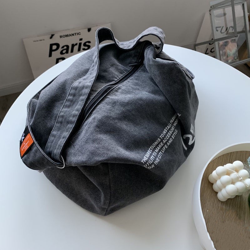 Túi Đeo Vai Chất Liệu Denim Canvas Kích Thước Lớn Phong Cách Hàn Quốc Mới 2022 Cho Nữ