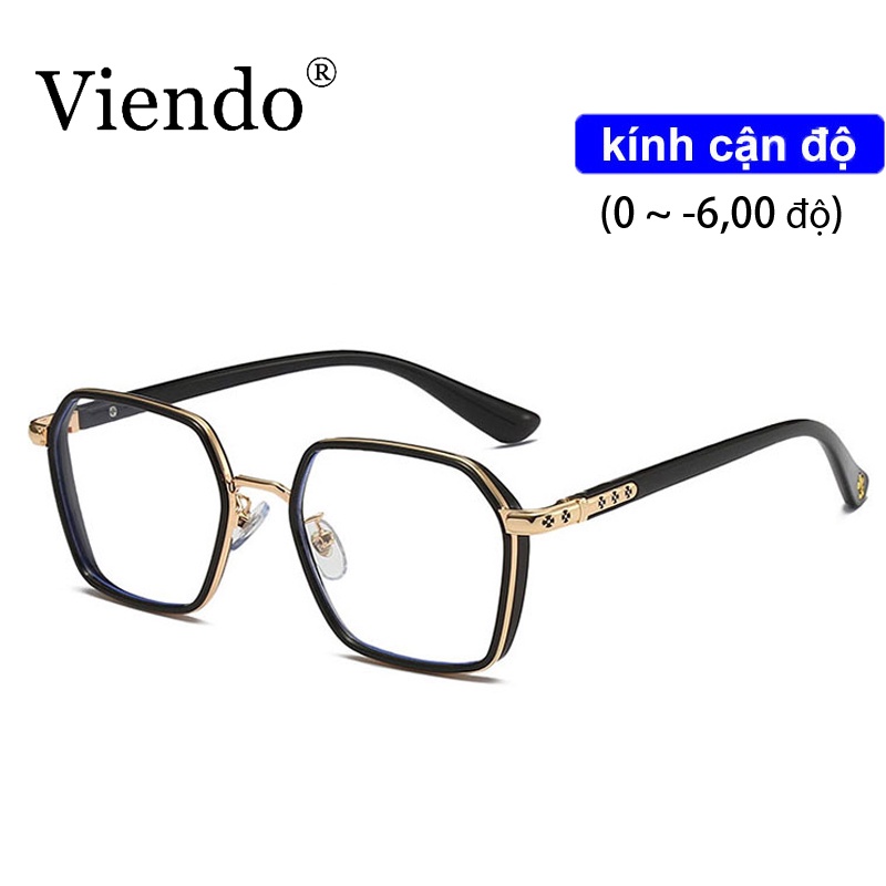 Gọng kính cận vuông nam nữ VIENDO chống ánh sáng xanh chống bức xạ thời trang 0 ~ -6.00 độ