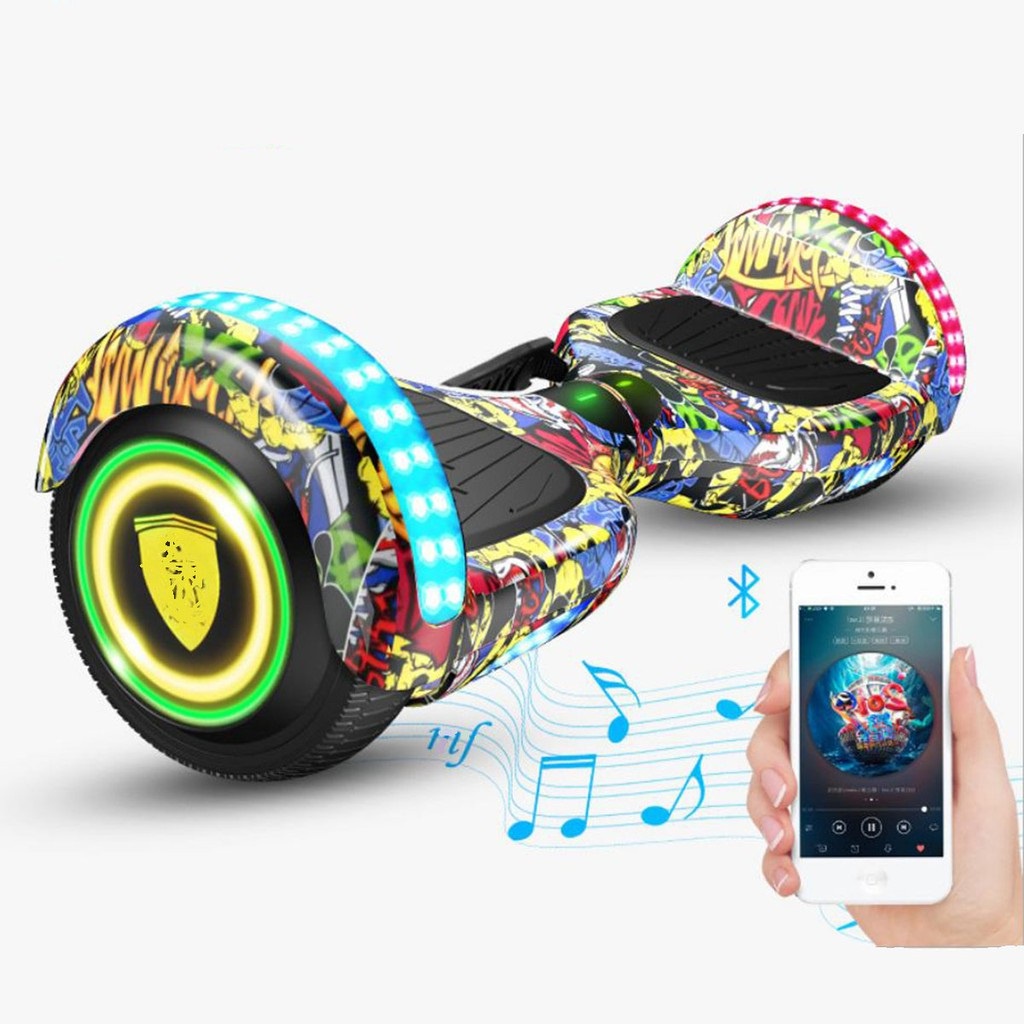 Xe Cân Bằng Điện Cao Cấp Smart Balance Wheel - 6.5 Inch , Kết nối Bluetooth - Màu Trắng,Hồng,Hiphop [Tặng Kèm Tay Cầm]