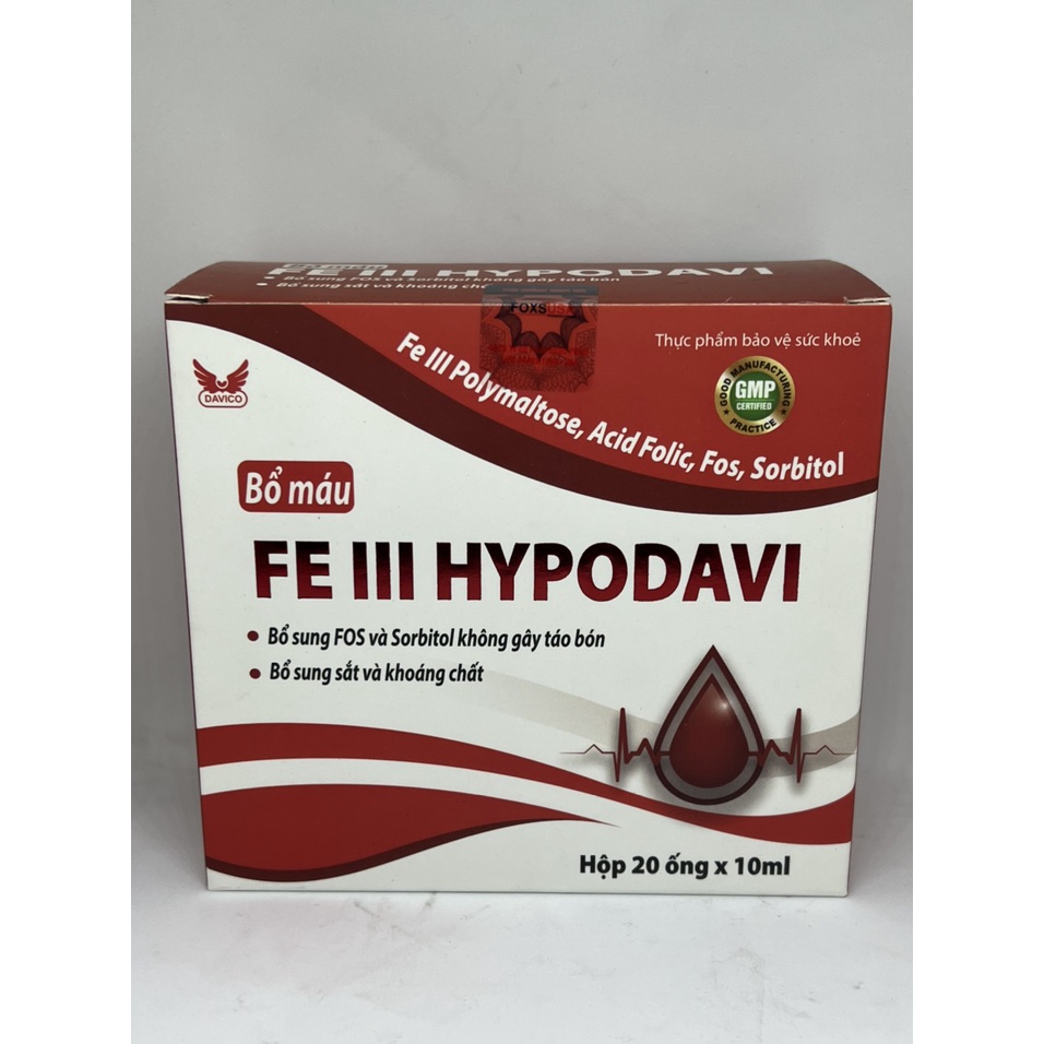 Viên Uống Fe Lll Hypodavi  Hỗ Trợ Bổ Sung Sắt Tái Tạo Hồng Cầu, Cải Thiện Tình Trạng Thiếu Máu Của Cơ Thể