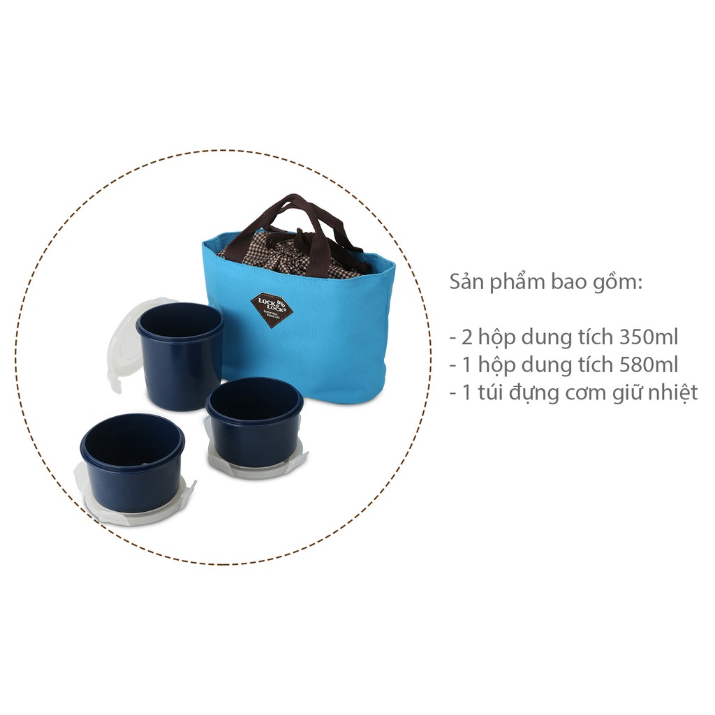 Bộ 3 hộp đựng cơm kèm túi giữ nhiệt Lock & Lock | BigBuy360 - bigbuy360.vn
