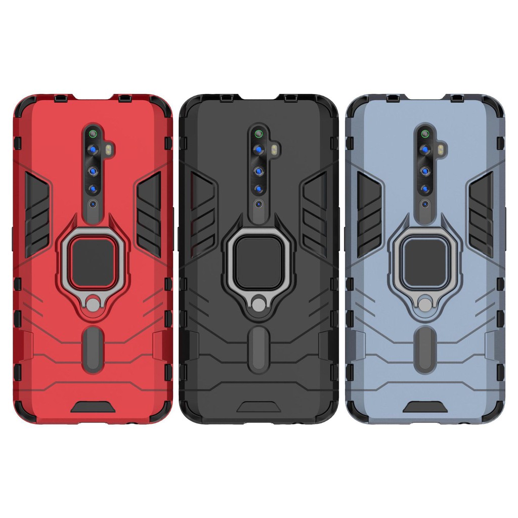 Ốp lưng Oppo Reno 2F/ Reno2 F chống sốc Iron Man gắn giá đỡ iring hỗ trợ xem video, chống va đập mạnh