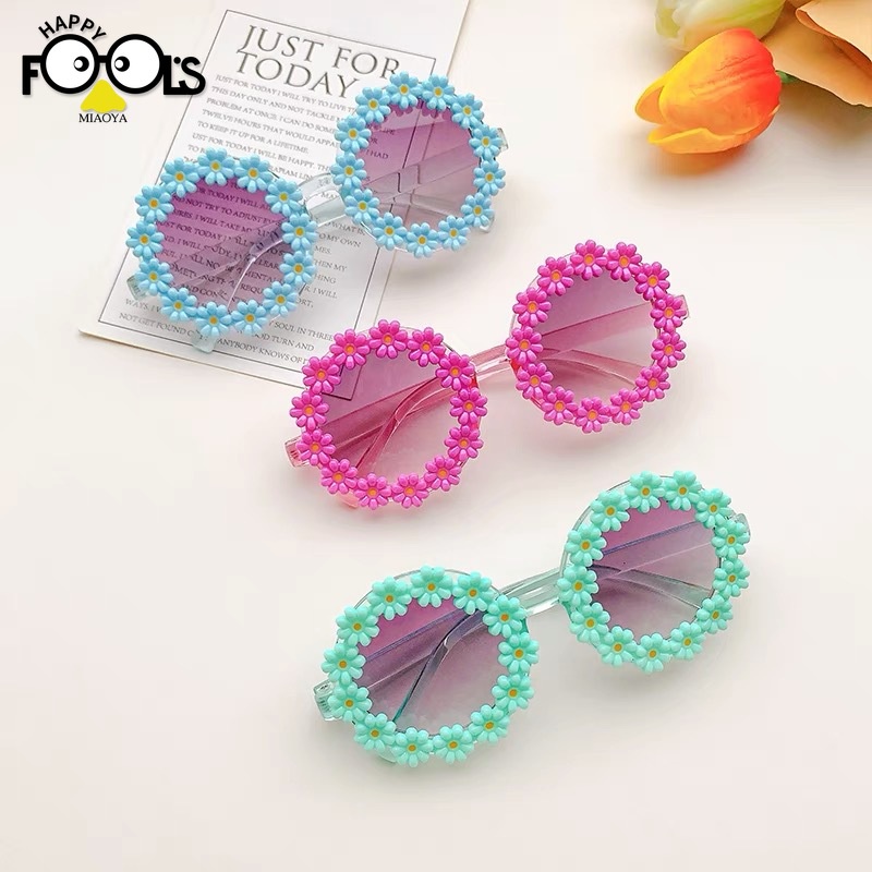 Kính Mát Chống Tia UV Họa Tiết Hoa Cúc Thời Trang Cho Bé