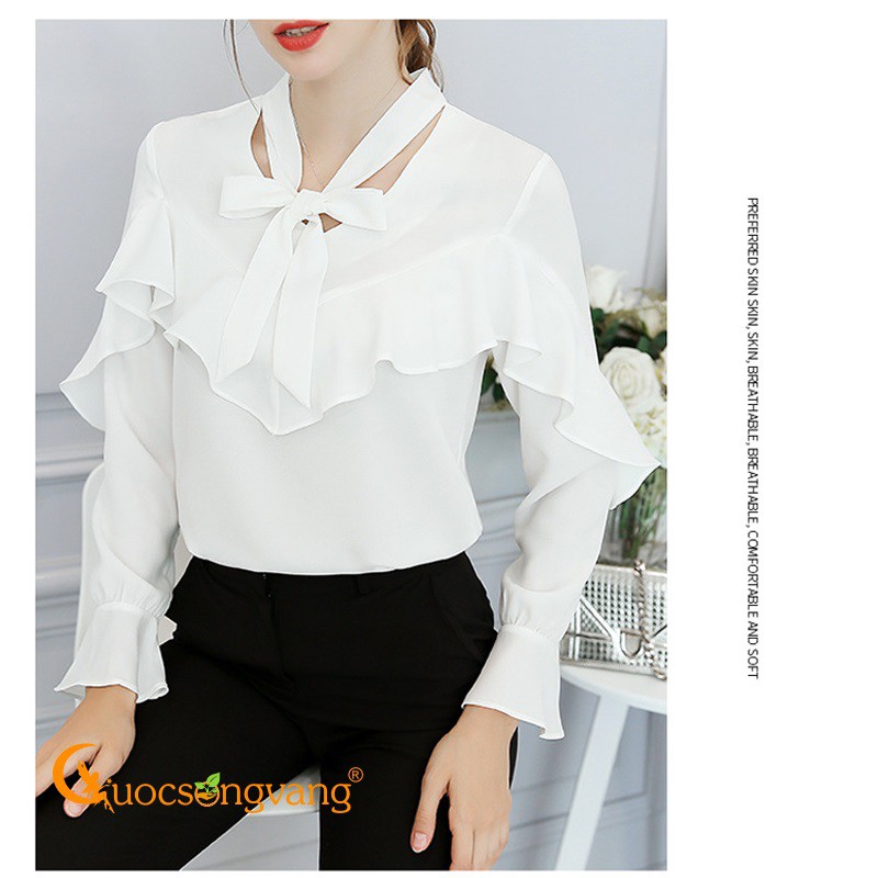 Áo kiểu nữ đẹp áo sơ mi cách điệu dài tay GLA166 Cuocsongvang