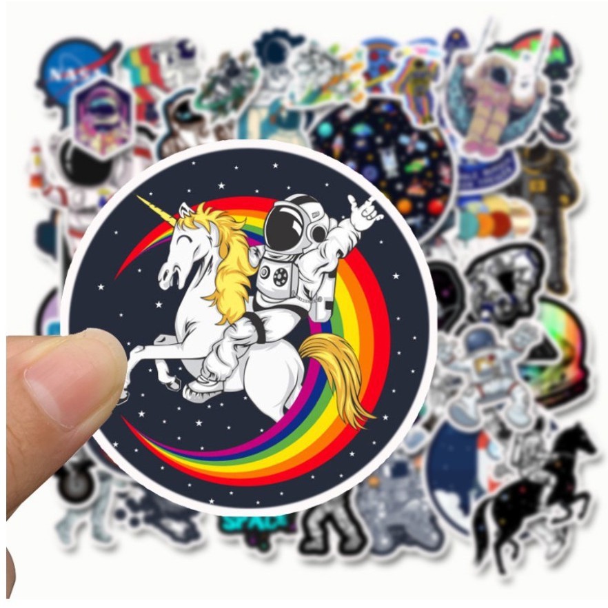 BỘ 50 STICKER HÌNH VŨ TRỤ SIÊU NGẦU DÁN TRANG TRÍ ĐT LAPTOP VALI TƯỜNG TỦ KỆ MŨ BẢO HIỂM XE MÁY