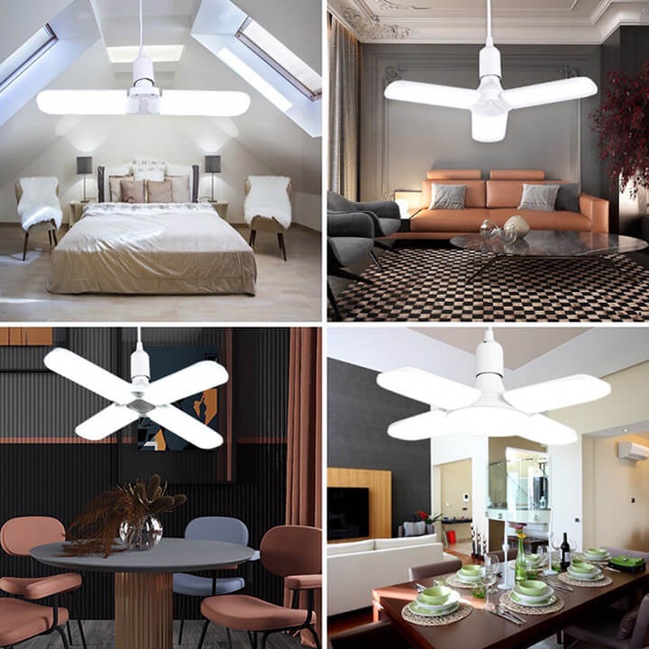 Bóng Đèn Led Cánh Quạt 4 Cánh 75W Chuôi Xoáy E27, Ánh Sáng Trắng Tiết Kiệm Điện