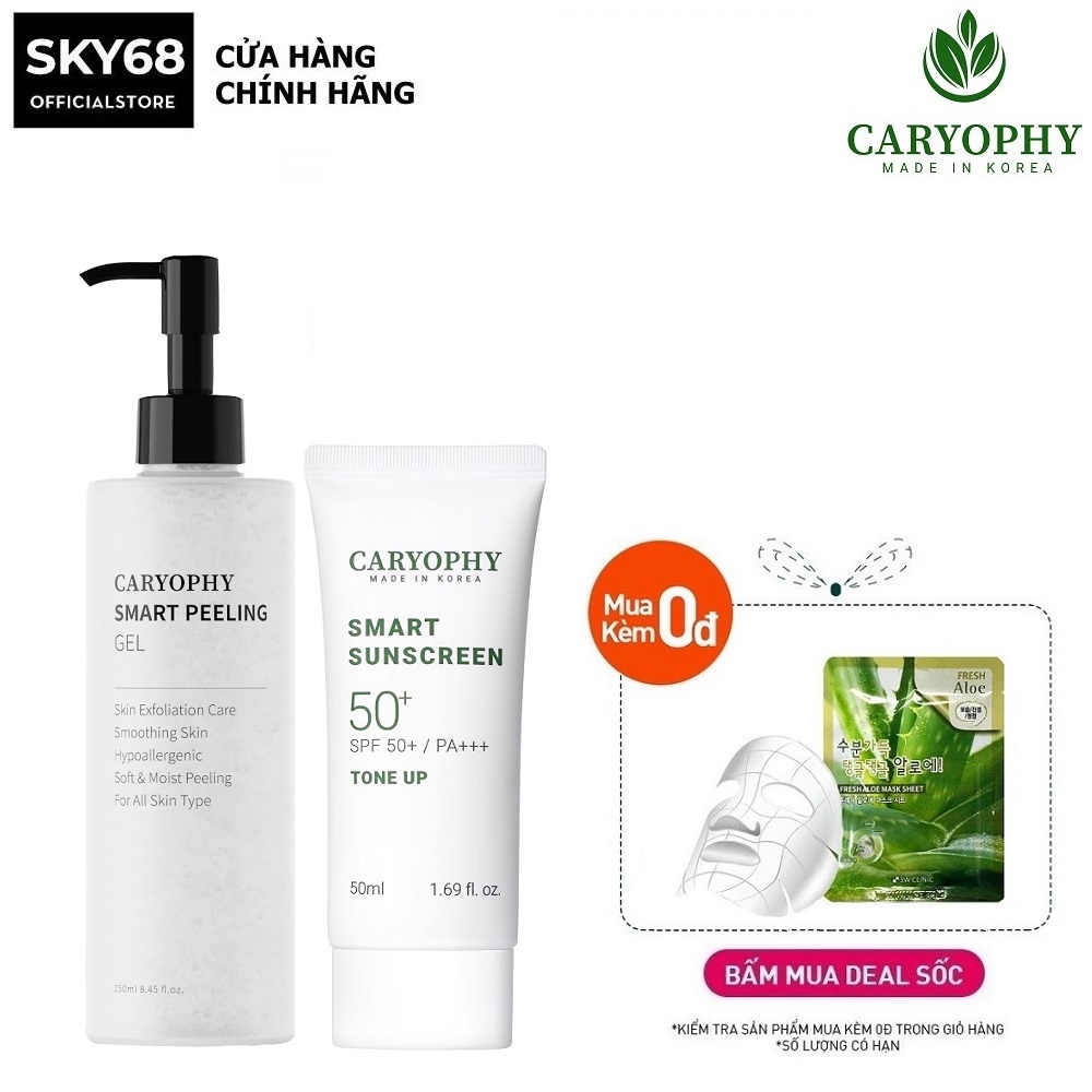 Combo 2 Sản Phẩm Tẩy Tế Bào Chết, Chống Nắng Và Ngừa Mụn Caryophy (Tẩy Tế Bào Chết 250ml + Kem Chống Nắng 50ml)