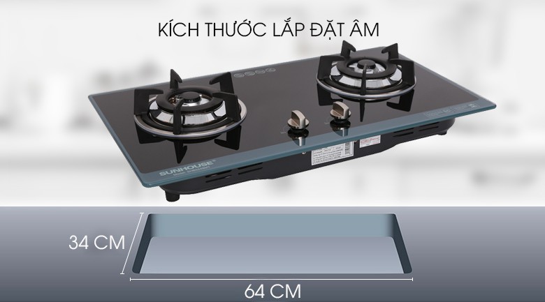 Bếp gas âm Sunhouse SHB5548MT+Chính hãng -tặng dây gas- Đánh lửa IC, kính cường lực