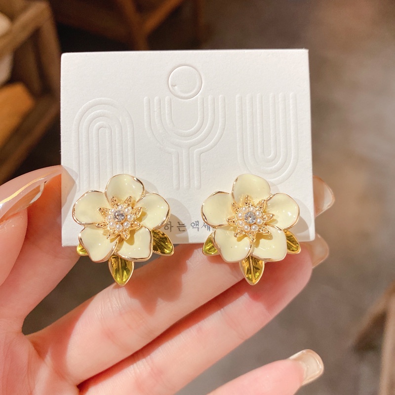 Bông Tai Hình Hoa Trà Thời Trang Hàn Quốc Phong Cách Tiểu Thư Siêu Sang Chảnh Dự Tiệc Mainia Shop