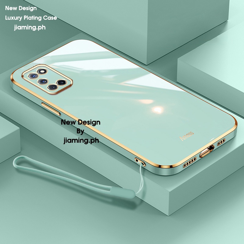 Ốp Điện Thoại Mềm Màu Kẹo Thiết Kế Sang Trọng Có Dây Đeo Cho Oppo A52 A92 2022