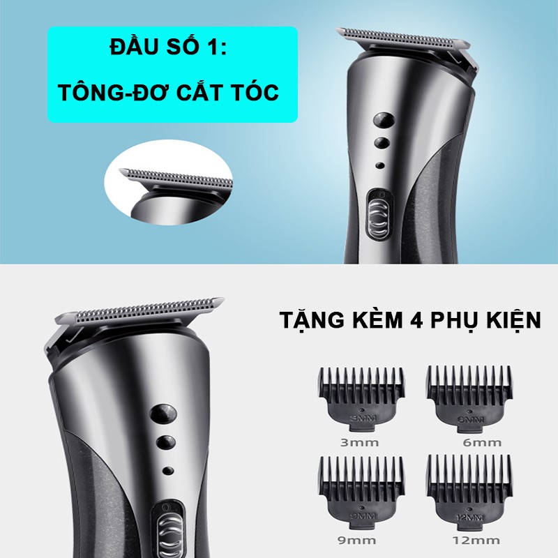 Tông Đơ Cắt Tóc - Máy Cạo Râu Keime 3in1 Chuyên Nghiệp Tặng Kèm 8 Phụ Kiện Cao Cấp