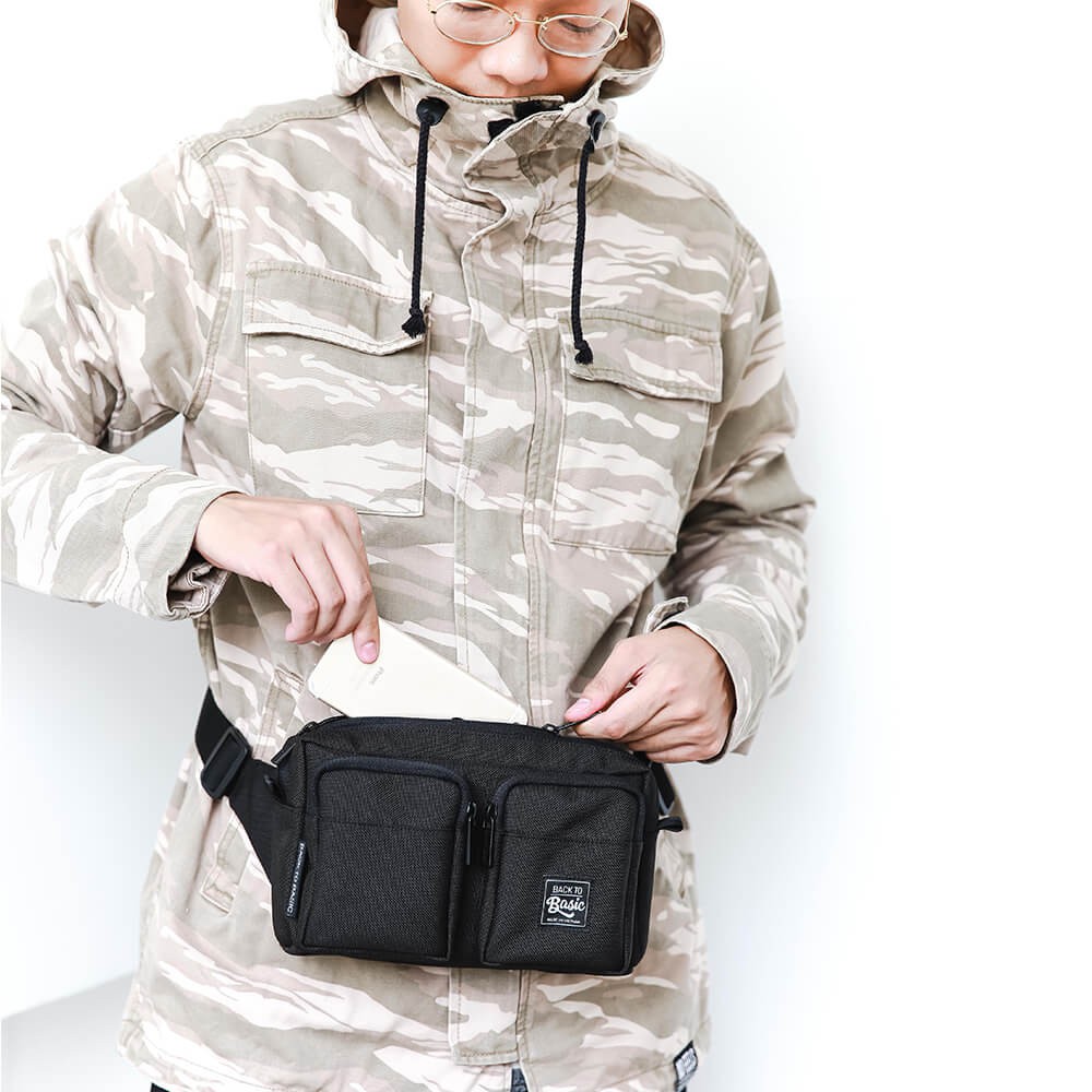 Túi bao tử - Túi đeo hông cao cấp Back To Basic - GURIN BLACK chống thấm tốt, nhiều ngăn | BigBuy360 - bigbuy360.vn