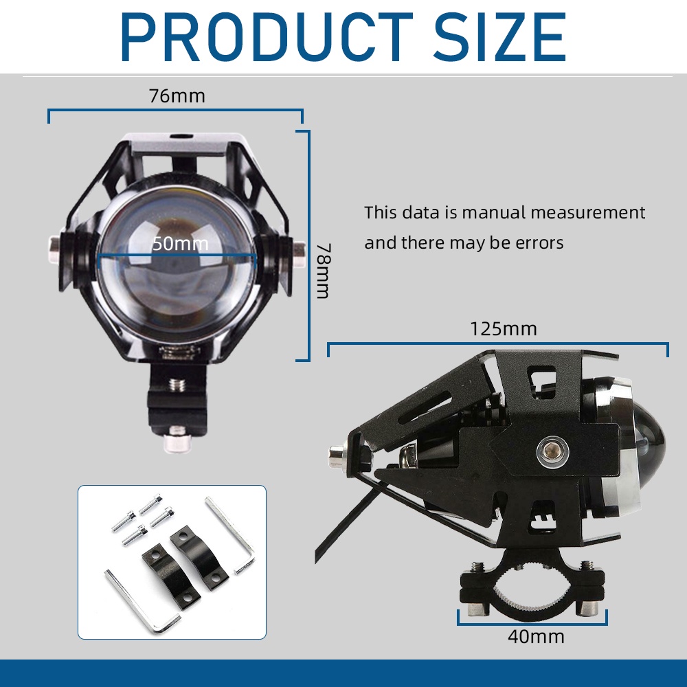 UNISHINE U5 U7 Motorcycle LED 125W Motorbike Cree Led Extra Bright Headlight High Power Sport Light Angel Eye