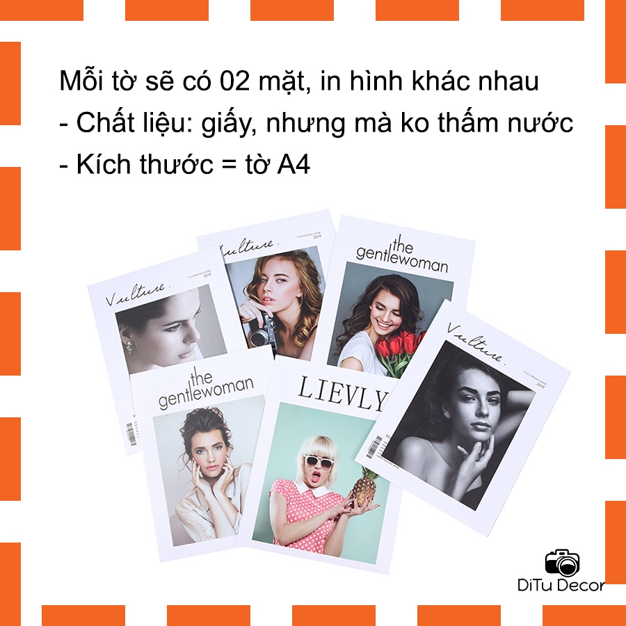 Set 2 tờ bìa tạp chí, poster - tạp chí chụp ảnh decor chụp hình - DiTu Decor