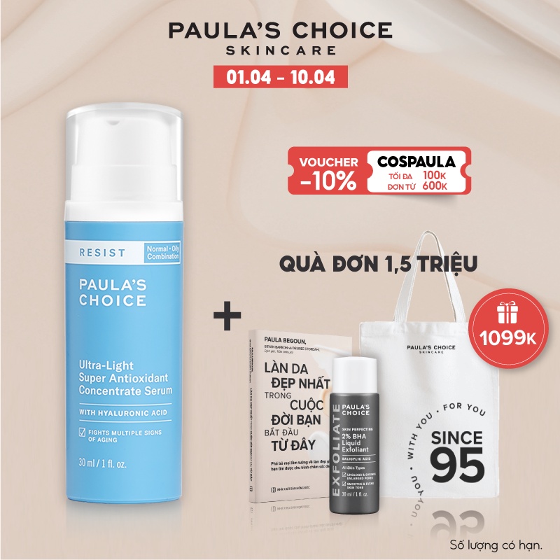 Tinh chất chống oxi hóa siêu nhẹ Paula's Choice Resist Ultra light Super Antioxidant Concentrate serum 30ml Mã: 7740