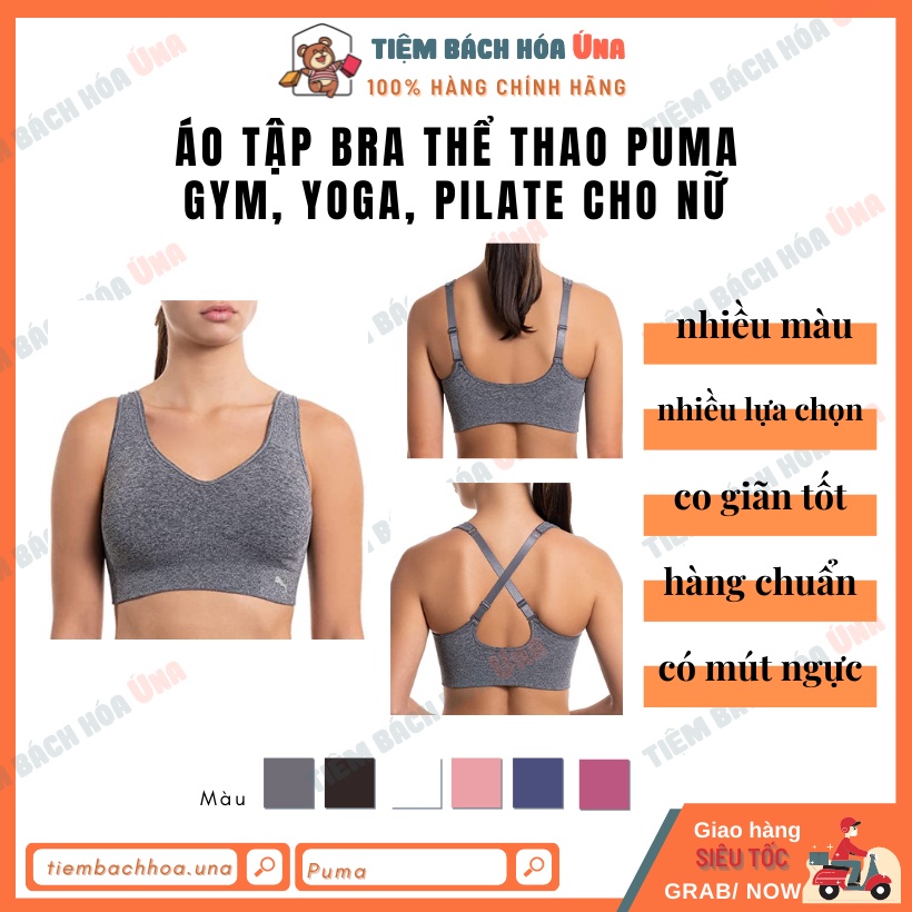Set áo bra Puma nữ tập gym, yoga, pilate, chạy bộ có mút nâng ngực, co giãn, thấm mồ hôi tốt hàng chính hãng