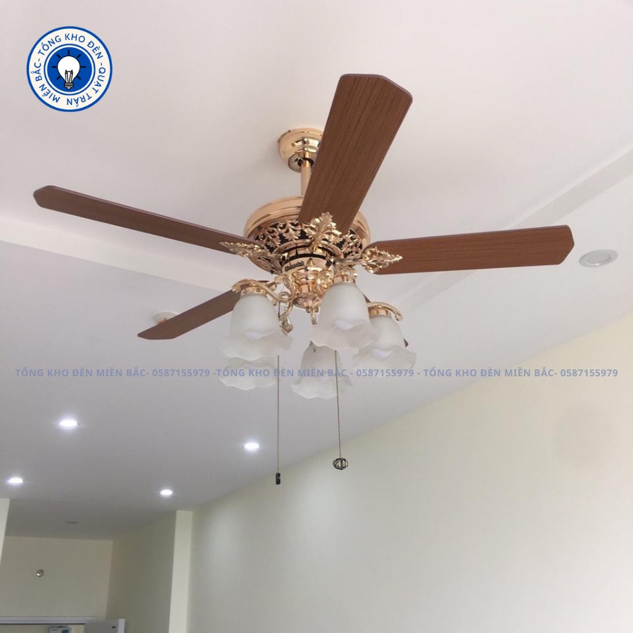 Quạt Trần Đèn - Quạt Đèn Chùm  Phong Cách Cổ Điển - Bảo Hành 10 Năm