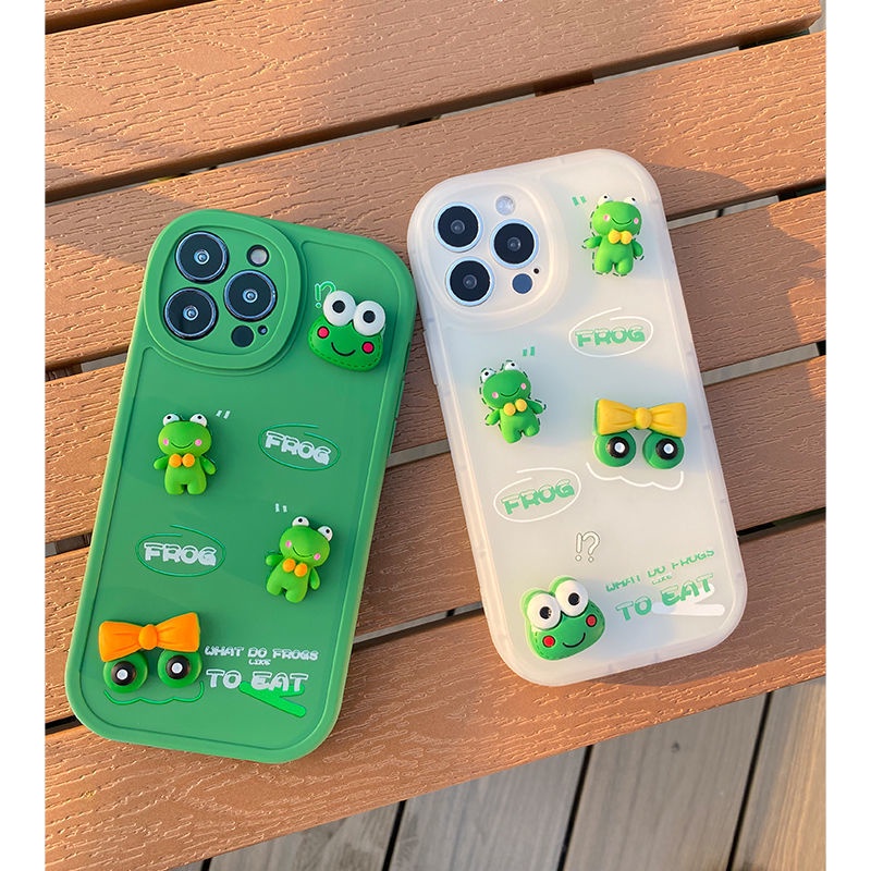 3D Ốp Điện Thoại Silicon Mềm Hình Ếch Hoạt Hình Cho IPhone 12 13 11 Pro Max X Xs Max Xr 7 8 Plus