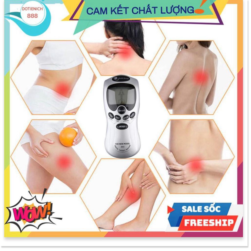 Máy massage xung điện ❤️FREESHIP❤️ 4 miếng dán vật lý trị liệu mát xa châm cứu bấm huyệt cầm tay lưng cổ vai gáy