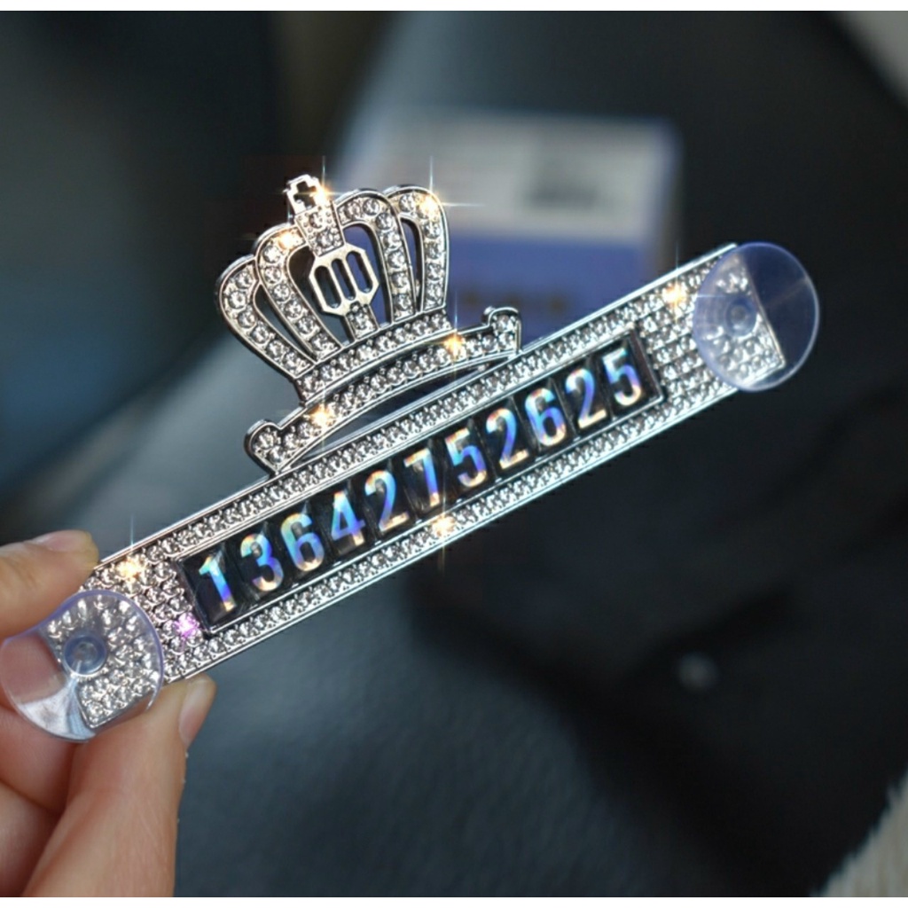 Bảng Số Điện Thoại Đính Đá Thiên Nga,Vương Miện Gắn Kính Lái Xe Ô Tô