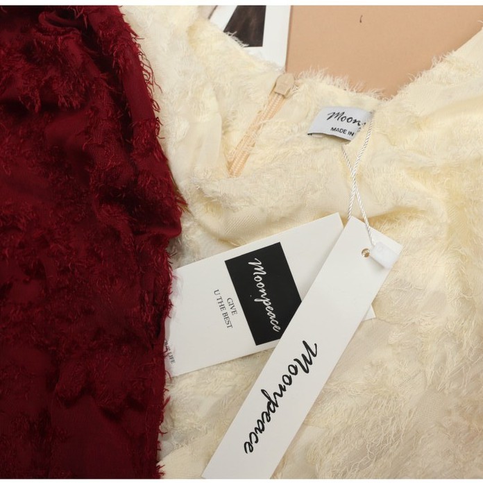 Đầm chữ A cổ chữ vuông ren tua, 2 lớp đẹp, thích hợp dự tiệc LXK77070 | BigBuy360 - bigbuy360.vn